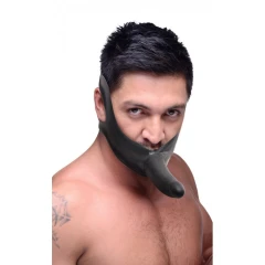 Чёрный кляп-страпон Masters Mini Face Fuck Strap-On - 14 см.