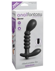 Анальный вибромассажер Ribbed Prostate Vibe - 15,2 см.