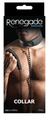 Чёрный виниловый ошейник Collar на цепочке