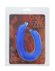 Двусторонний фаллоимитатор DOUBLE ENDED DOLPHIN CLEAR BLUE - 28,9 см.